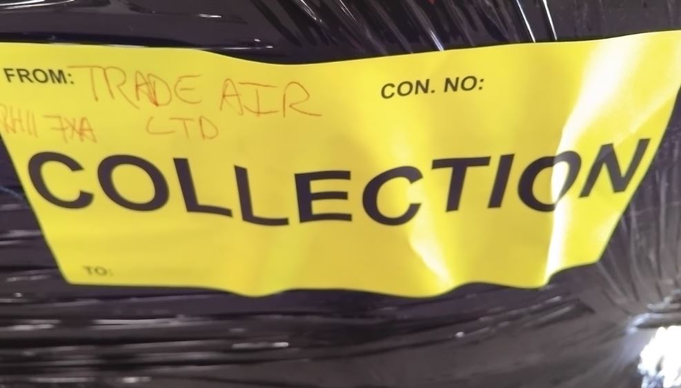 Incomplete yellow collection label
